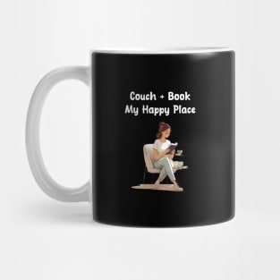 couch and book, happy place for introverts Mug